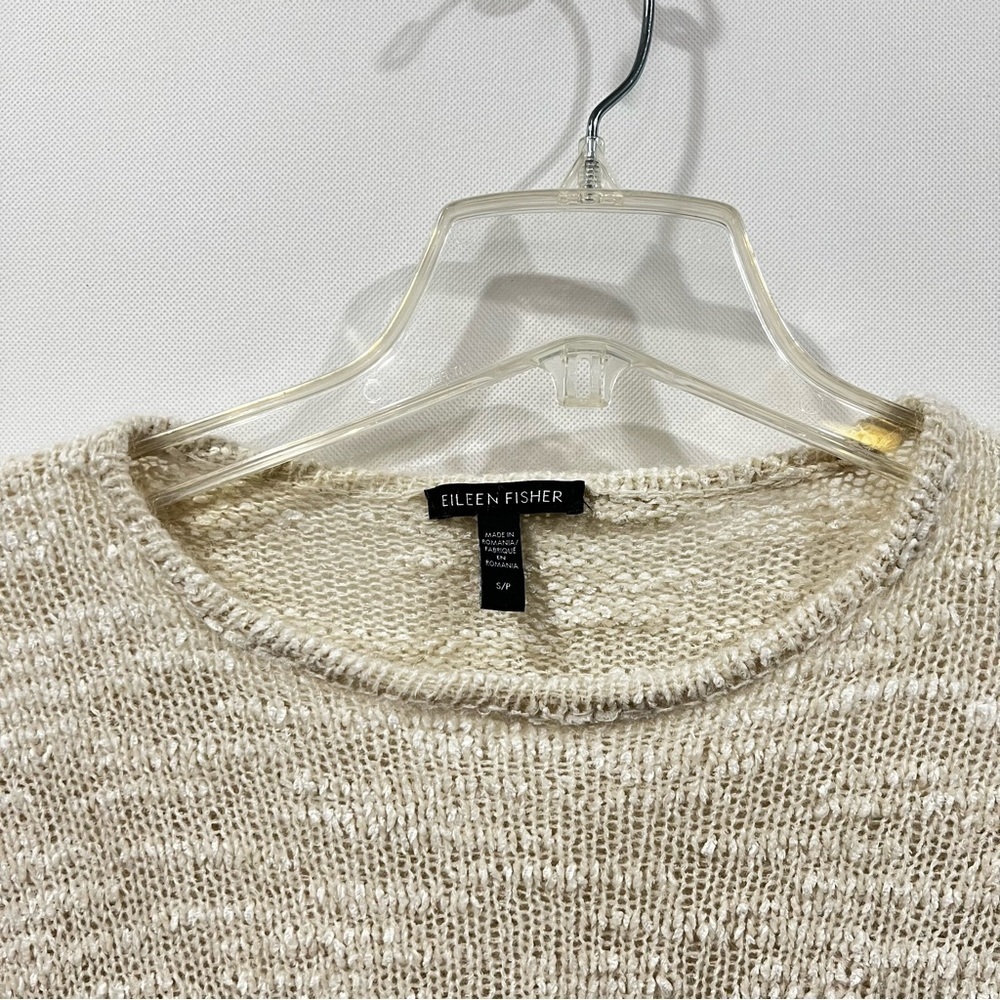 Eileen Fisher Mohair Tencel Lyocell Polyamide Size Small Petite Cream Sweater - Picture 7 of 7